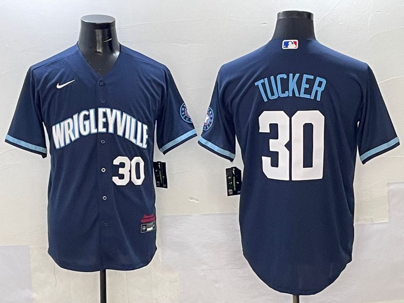 Men Chicago Cubs 30 Tucker Dark Blue City Edition 2025 Nike MLB Jersey style 2